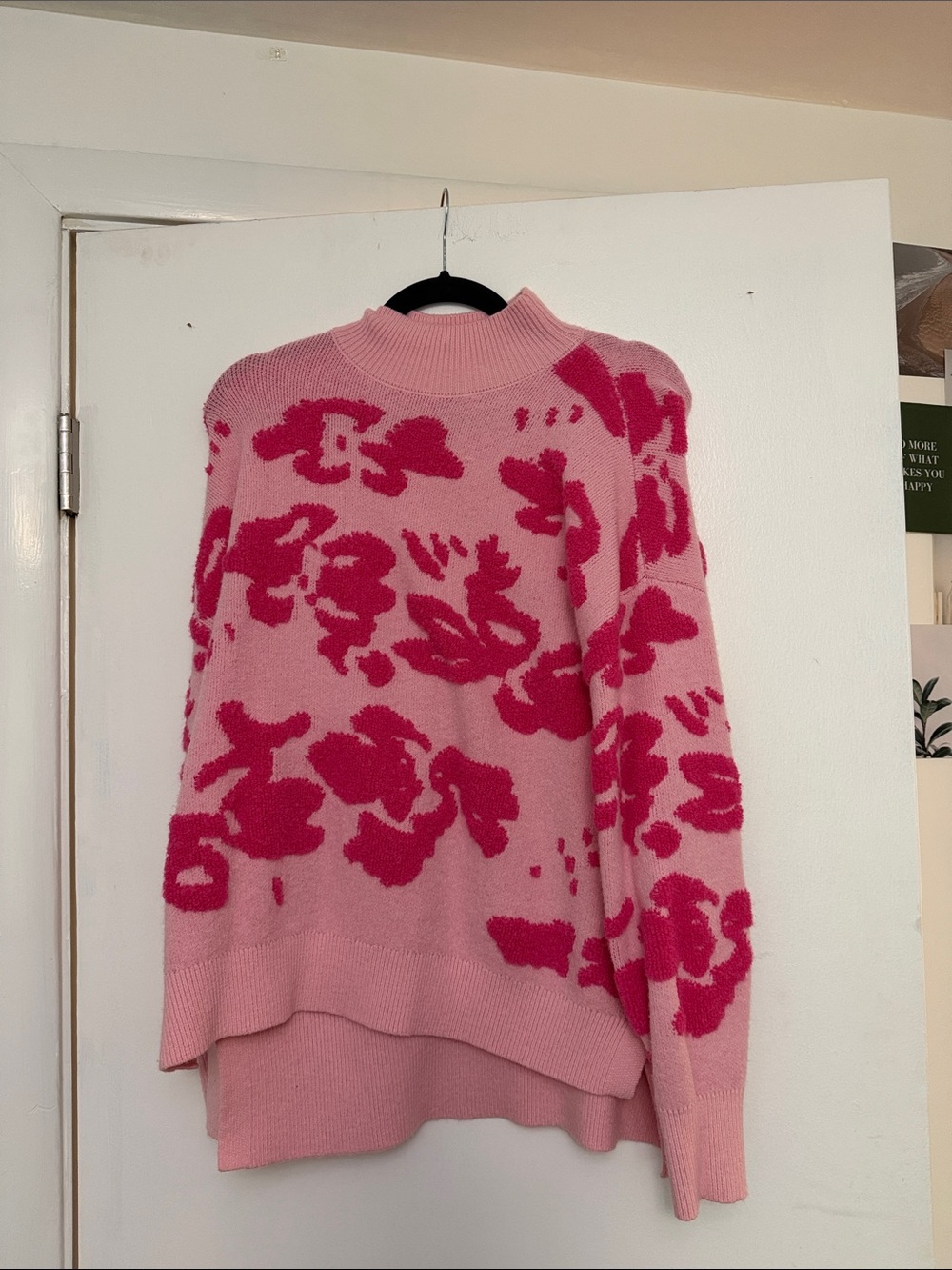 Pink Floral Mock Neck Sweater